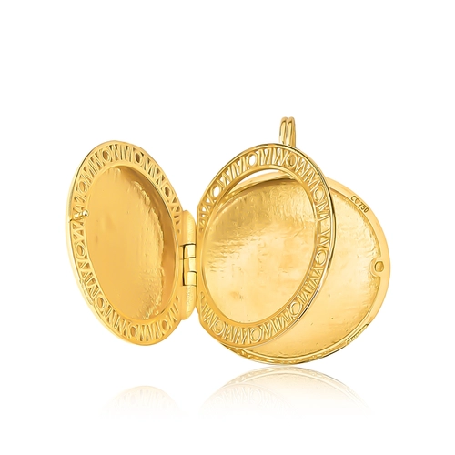 Pingente Wow Mom ouro 18k relicário redondo polido