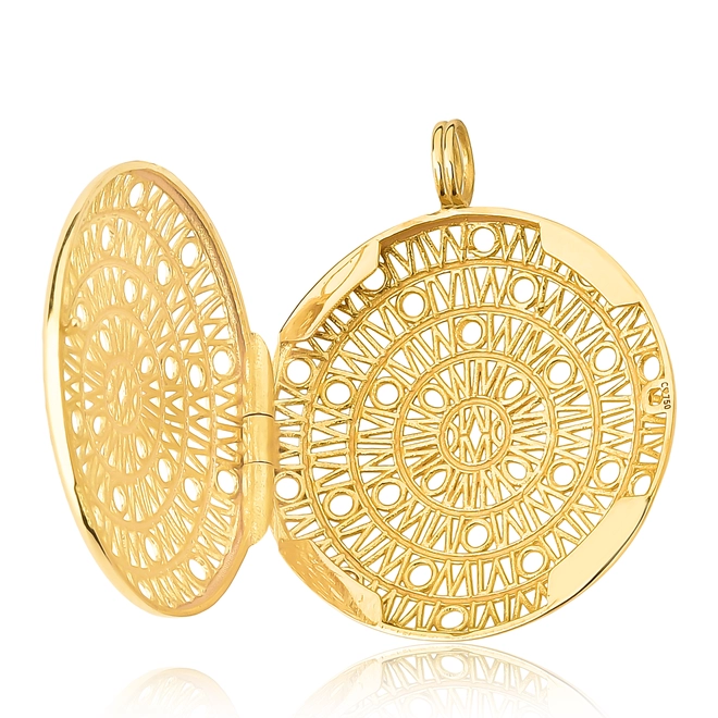 Pingente Wow Mom ouro 18k relicário vazado monogramas 2