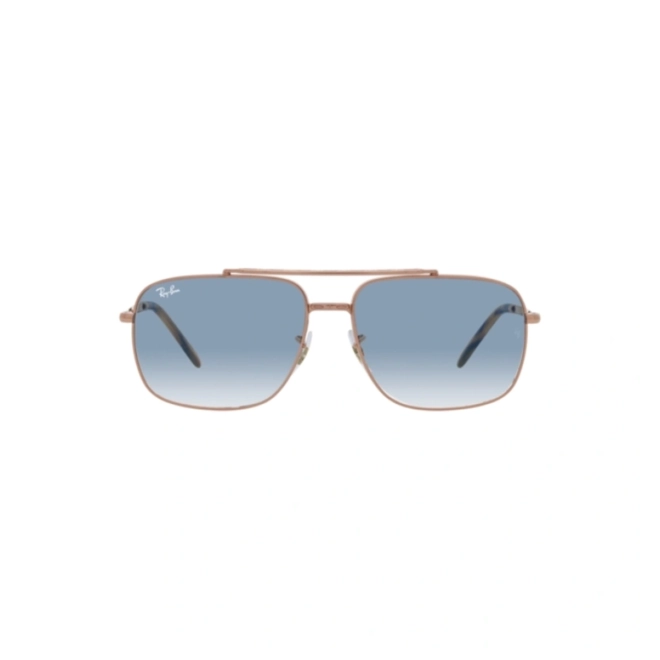 Óculos de Sol Ray-Ban 0RB3796 92023F62 Metal Rose com lentes na cor Azul Degradê 2