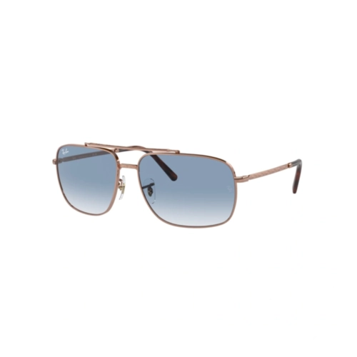 Óculos de Sol Ray-Ban 0RB3796 92023F62 Metal Rose com lentes na cor Azul Degradê