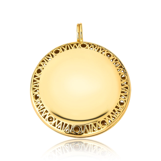 Pingente Wow Mom ouro 18k relicário redondo polido 1