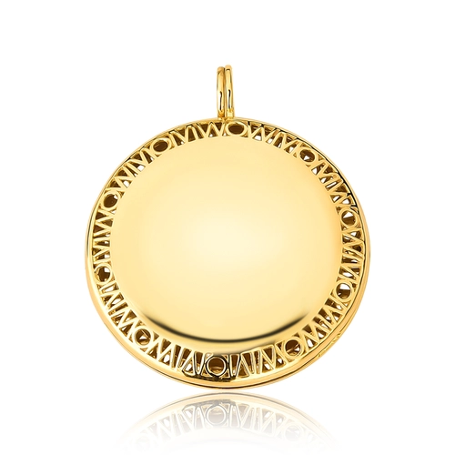 Pingente Wow Mom ouro 18k relicário redondo polido