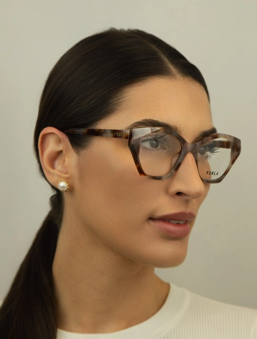 Óculos de Grau Furla VFU869 5203KA Acetato Marrom Mesclado 5