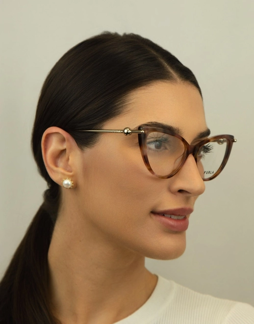 Óculos de Grau Furla VFU946 5401GQ Acetato Rosa e Marrom Mesclado 5