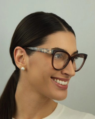 Óculos de Grau Furla VFU864 530G73 Acetato Marrom Transparente