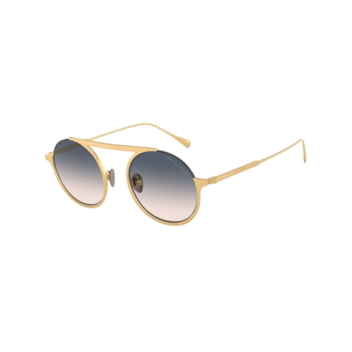 Óculos de Sol Giorgio Armani 0AR6146 3350I947 Metal Dourado Fosco com lentes na cor Marrom Claro Degradê Azul