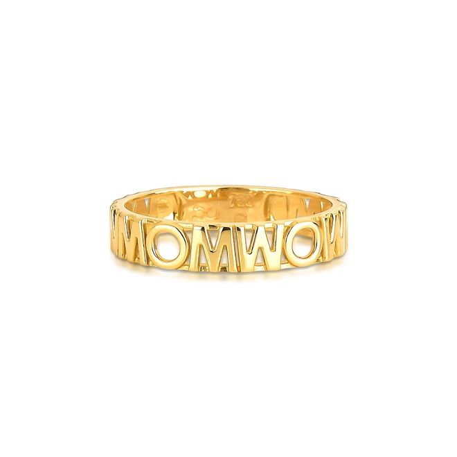 Anel monograma Wow mom ouro 18k vazado polido 3