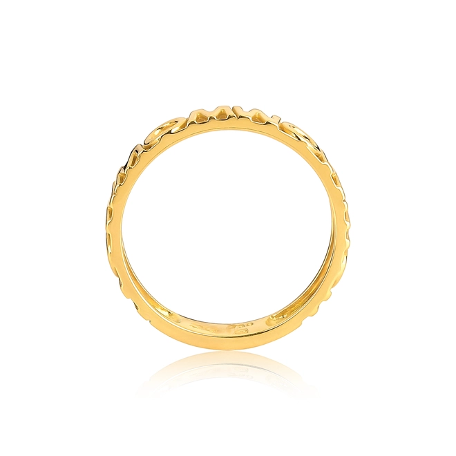 Anel monograma Wow mom ouro 18k vazado polido 2
