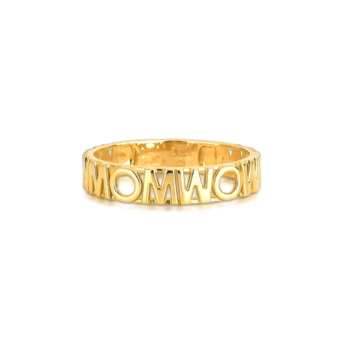 Anel monograma Wow mom ouro 18k vazado polido