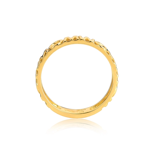 Anel monograma Wow mom ouro 18k vazado polido