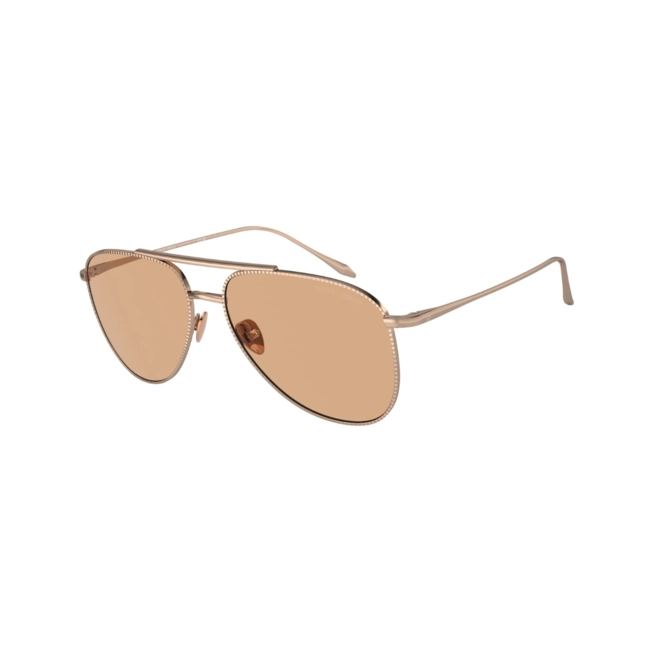 Óculos de Sol Giorgio Armani 0AR6152 30119357 Metal Rose com lentes na cor Marrom Claro 1