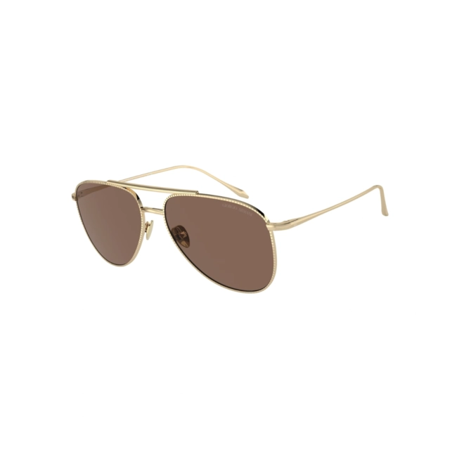 Óculos de Sol Giorgio Armani 0AR6152 30137357 Metal Dourado com lentes na cor Marrom Escuro 1