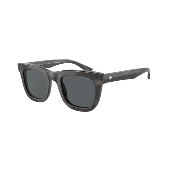 Óculos de Sol Giorgio Armani 0AR8171 5964P249 Acetato Cinza Listrado com lentes na cor Cinza Escuro Polarizado 1
