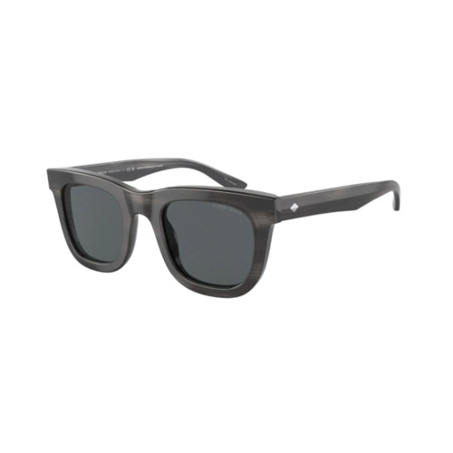 Óculos de Sol Giorgio Armani 0AR8171 5964P249 Acetato Cinza Listrado com lentes na cor Cinza Escuro Polarizado