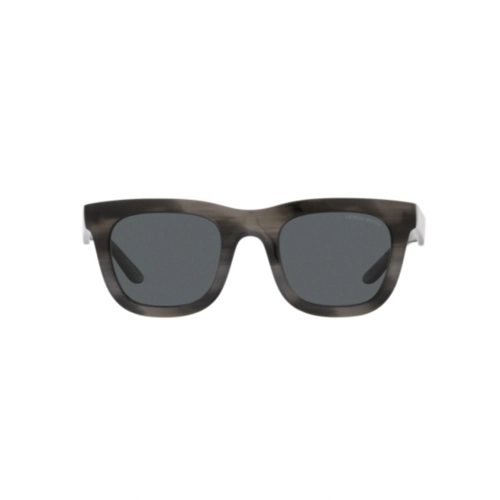 Óculos de Sol Giorgio Armani 0AR8171 5964P249 Acetato Cinza Listrado com lentes na cor Cinza Escuro Polarizado
