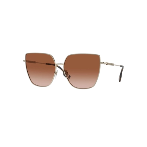 Óculos de Sol Burberry 0BE3143 11091361 Metal Dourado Claro com lentes na cor Marrom Degradê