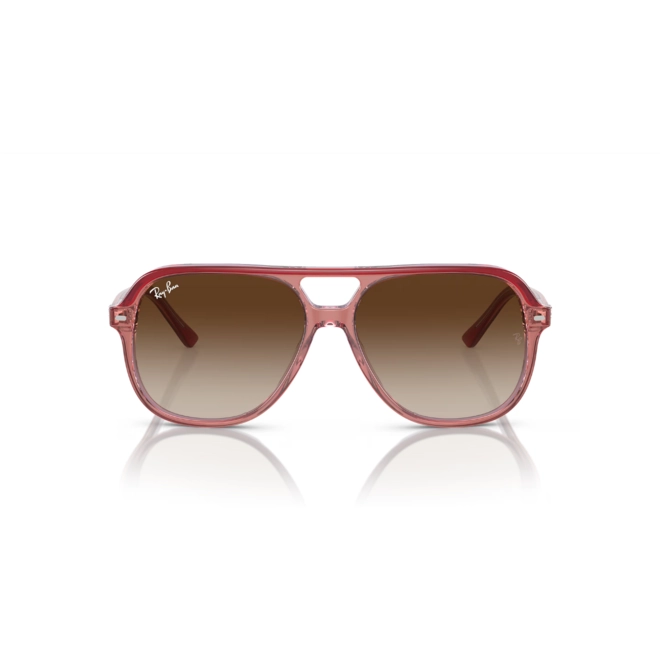Óculos de Sol Ray-Ban Junior Bill Infantil 0RJ9096S 71541349 Acetato Vermelho Transparente com lentes na cor Marrom Degradê 2