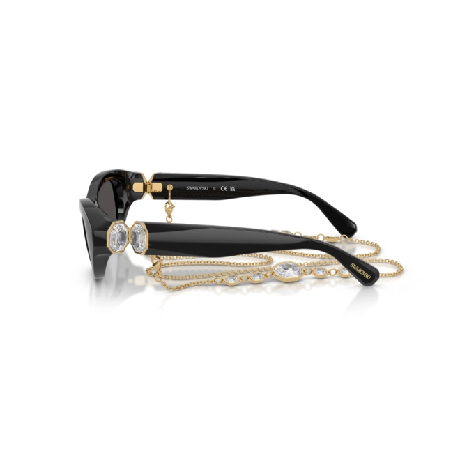 Óculos de Sol Swarovski 0SK6036U 10768750 Propionato Preto com lentes na cor Cinza Escuro 3