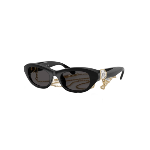 Óculos de Sol Swarovski 0SK6036U 10768750 Propionato Preto com lentes na cor Cinza Escuro