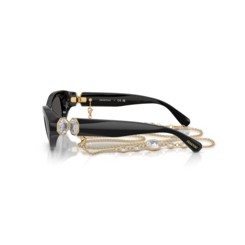 Óculos de Sol Swarovski 0SK6036U 10768750 Propionato Preto com lentes na cor Cinza Escuro
