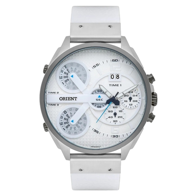 Relógio Orient XL Cronógrafo Masculino - MBSCT005 S2BX Branco 1
