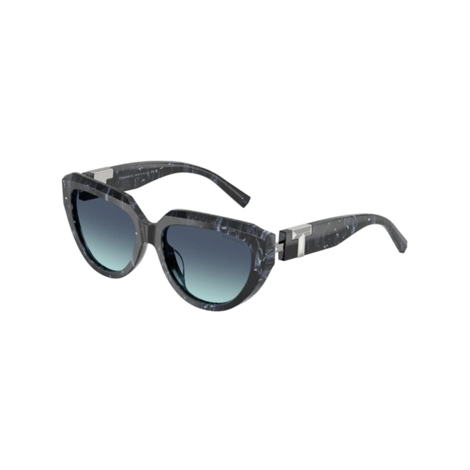Óculos de Sol Tiffany 0TF4238U 84349S55 Acetato Preto Listrado com lentes na cor Azul Degradê 1