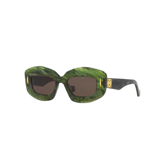 Óculos de Sol Loewe LW40114I_4996E Acetato Verde Mesclado com lentes na cor Marrom 1