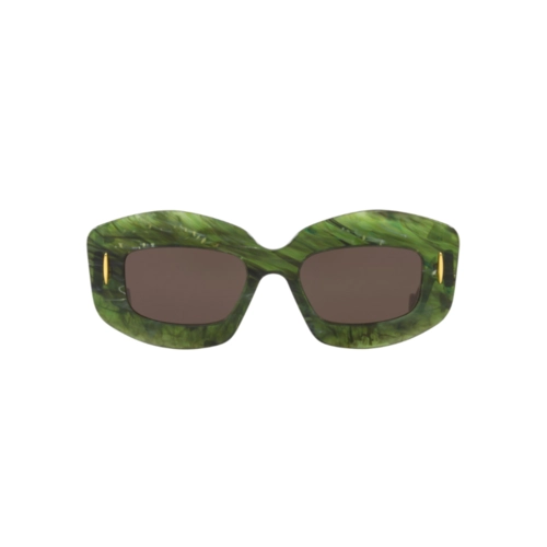 Óculos de Sol Loewe LW40114I_4996E Acetato Verde Mesclado com lentes na cor Marrom