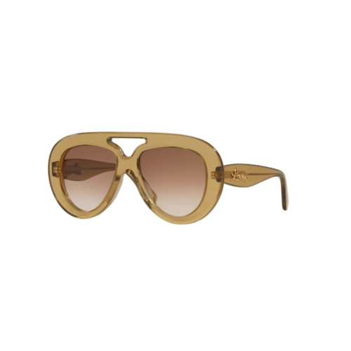 Óculos de Sol Loewe LW40144U_5596F Acetato Amarelo Transparente com lentes na cor Marrom Degradê
