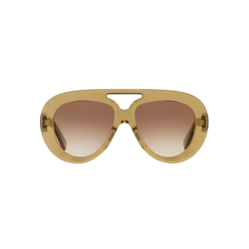 Óculos de Sol Loewe LW40144U_5596F Acetato Amarelo Transparente com lentes na cor Marrom Degradê