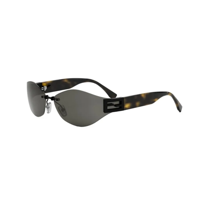 Óculos de Sol Fendi FE40159U_7402A Metal Preto e Marrom Mesclado com lentes na cor Cinza 1