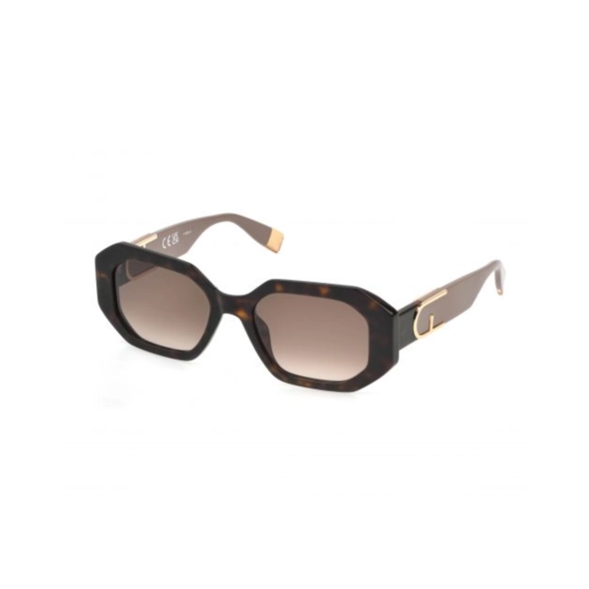 Óculos de Sol Furla SFU815V 540706 Acetato Marrom Mesclado com lentes na cor Marrom Degradê 1