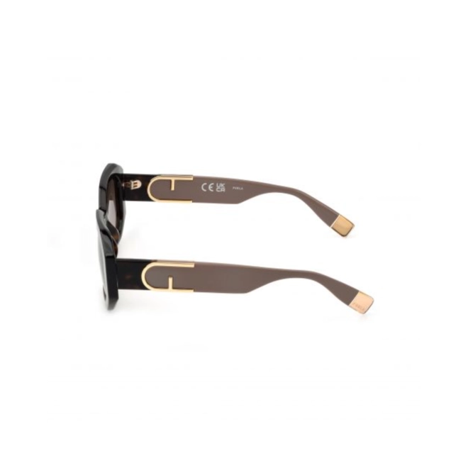 Óculos de Sol Furla SFU815V 540706 Acetato Marrom Mesclado com lentes na cor Marrom Degradê 4