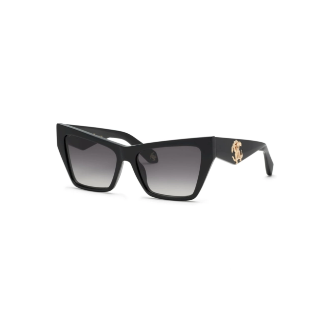 Óculos de Sol Roberto Cavalli SRC114 580700 Acetato Preto com lentes na cor Fumê Degradê 1