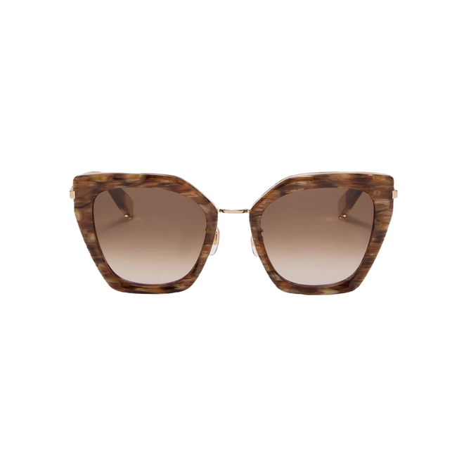 Óculos de Sol Furla SFU821 5207HL Metal e Acetato Marrom Mesclado e Dourado com lentes na cor Marrom Degradê 2