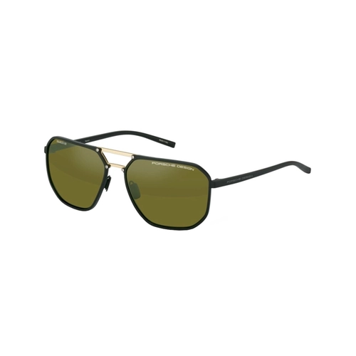 Óculos de Sol Porsche Design Vision Drive P8971 61A417 Titânio Preto com lentes na cor Verde Espelhado Polarizado