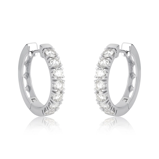 Brinco argola True ouro branco 18k com 140pts de Diamantes 1