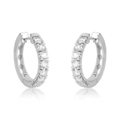 Brinco argola True ouro branco 18k com 140pts de Diamantes