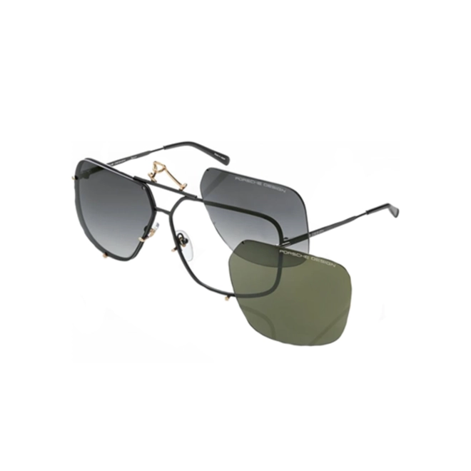 Óculos de Sol Porsche Design P8928 67D Titânio Preto com lentes intercambiáveis na cor Cinza e Verde 1