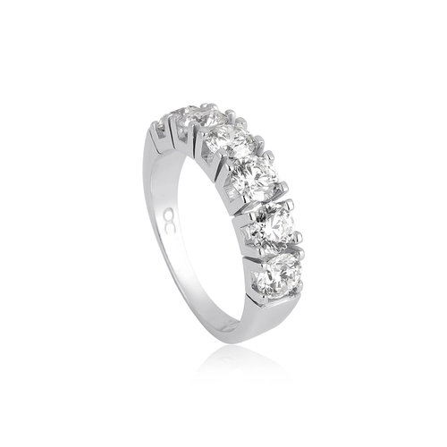 Meia aliança True ouro branco 18k com 210pts de Diamantes