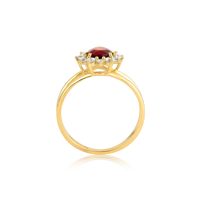 Anel Laurel gota de Granada ouro 18k contorno de Topázios brancos 2