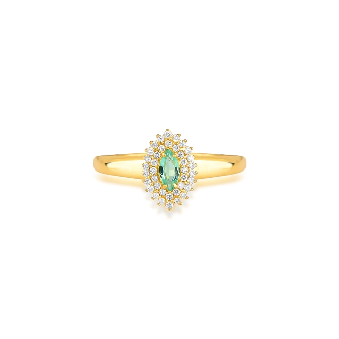 Anel Laurel de Esmeralda ouro 18k contorno duplo de 11,4pts de Diamantes 3