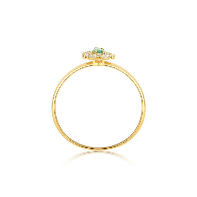 Anel Laurel de Esmeralda ouro 18k contorno duplo de 11,4pts de Diamantes 2