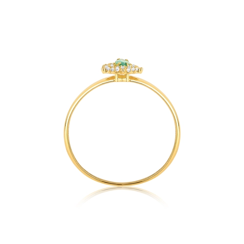 Anel Laurel de Esmeralda ouro 18k contorno duplo de 11,4pts de Diamantes