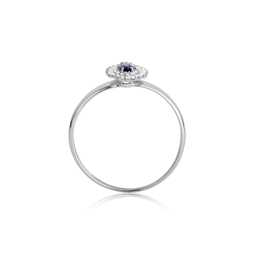 Anel Laurel de Safira azul ouro branco 18k contorno com 11,4pts de Diamantes