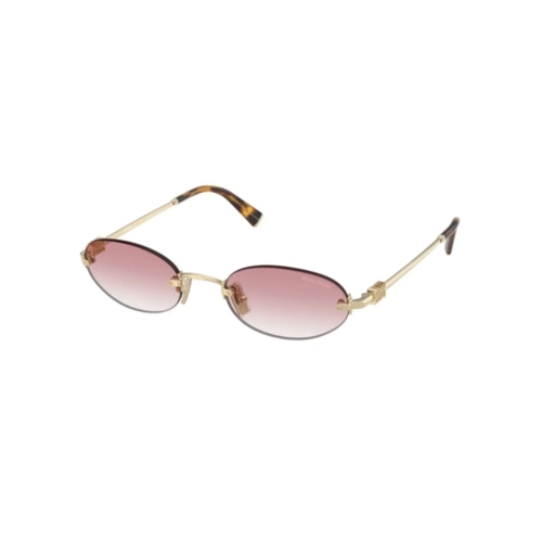 Óculos de Sol Miu Miu 0MU A54S ZVN70O51 Metal Dourado com lentes na cor Rosa Degradê