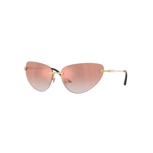 Óculos de Sol Versace 0VE2281 10026F64 Metal Dourado com lentes na cor Rosa Degradê Espelhado