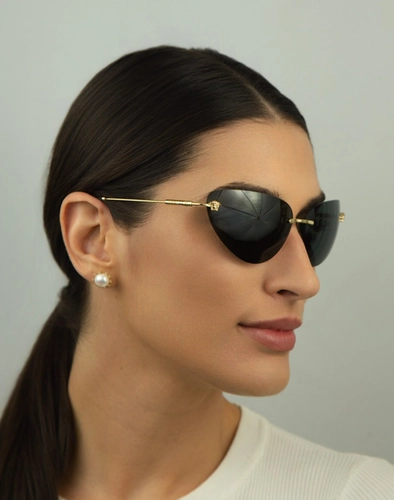 Óculos de Sol Versace 0VE2281 10028764 Metal Dourado com lentes na cor Cinza Escuro