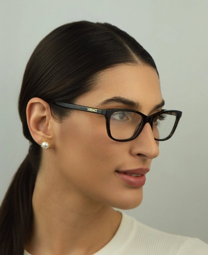 Óculos de Grau Versace 0VE3375 108 54 Acetato Marrom Mesclado Escuro