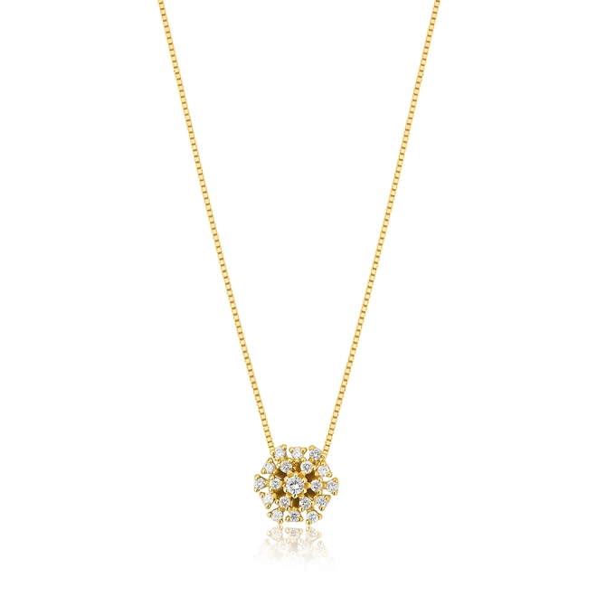 Gargantilha Fireworks Diamonds ouro 18k pingente chuveiro de 17pts de Diamantes 1